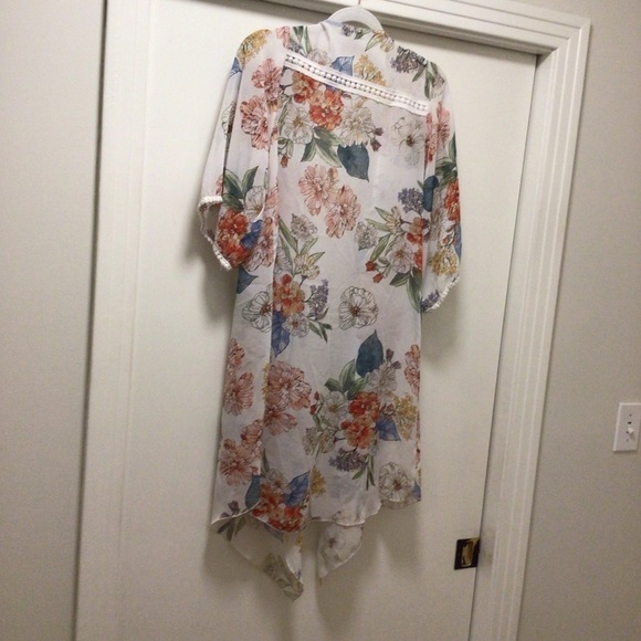 Womens Emory Park Open Front Kimono Floral Short Sleeves - Picture 6 of 8